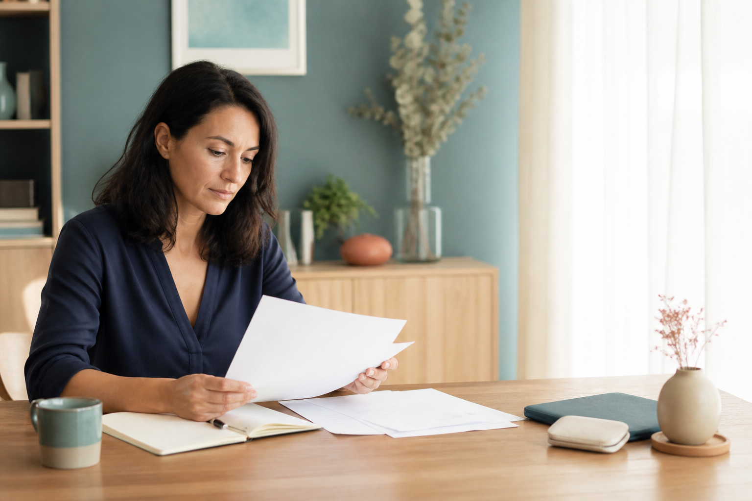 Personne consultant des documents liés à son projet de formation